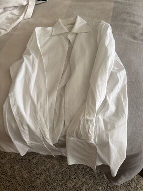 Men's White Dress Shirt with Classic Point Collar